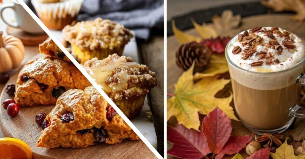 Cozy fall breakfast spread with pancakes, pumpkin waffles, oatmeal, and cinnamon rolls – easy autumn breakfast recipes to start your morning.