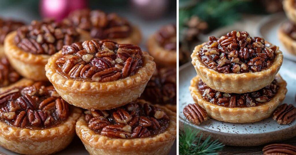 Classic pecan tarts freshly baked at home – buttery crust filled with caramelized pecans, easy homemade dessert recipe